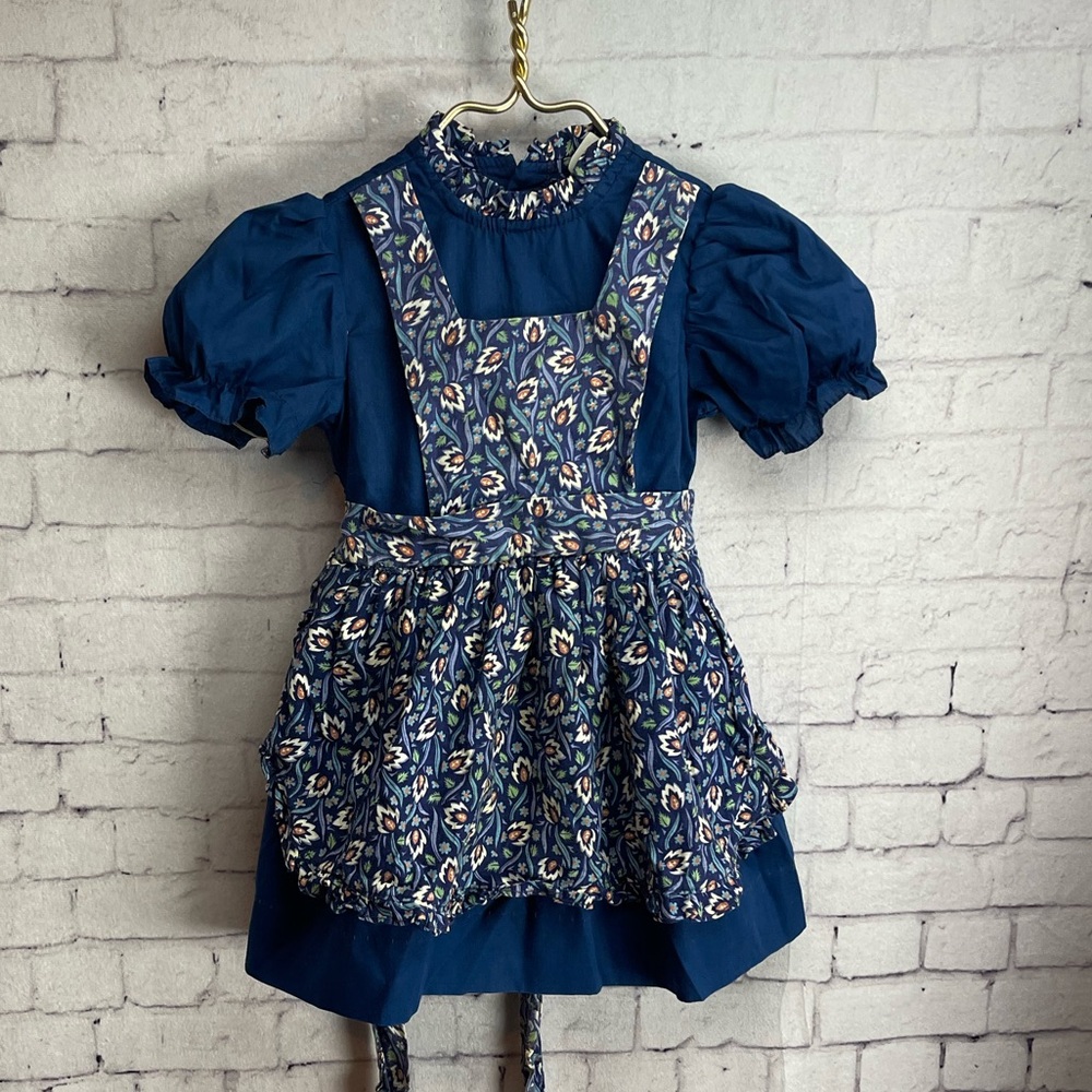 Sears Navy Blue Floral Pinafore Dress